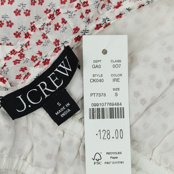 New J.CREW Size S Palermo Top in Ramie Ivory Red $128 CK040 - Picture 6 of 6